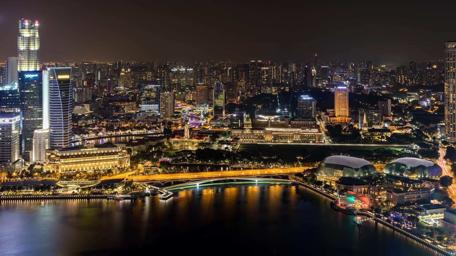 Singapore CBD night panorama